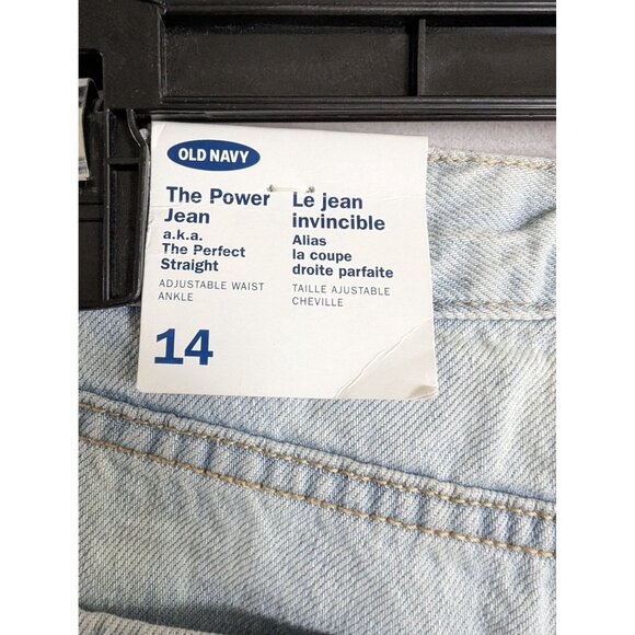Old Navy The Power Jean Perfect Straight Light Wash Adjustable Waist 14 NWT - Picture 3 of 7